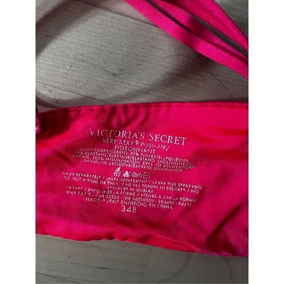 Victoria's Secret Convertible Size 34B Very Sexy Push-Up Bra Pink Fuchsia Lace - Picture 10 of 12